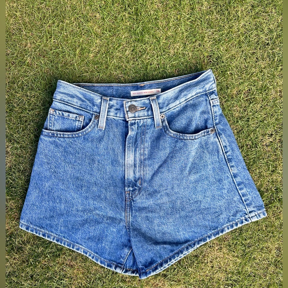 Levi's Blue High-Waisted Mom Jean Shorts